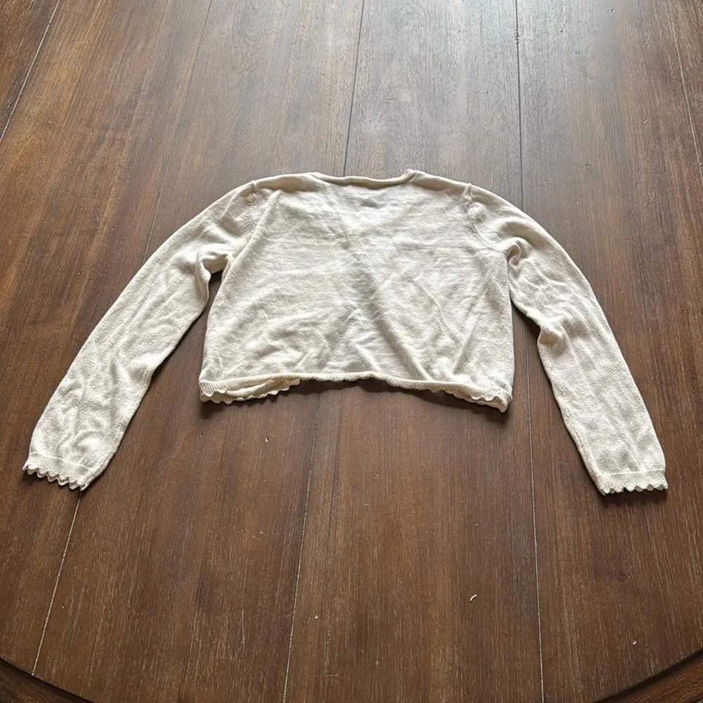 Size 7 Harper Canyon cream off white bolero cardigan cotton sweater - Picture 4 of 6